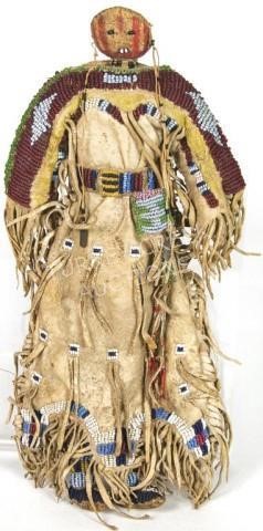 Exceptional Early Plains Doll with Black Beadwork