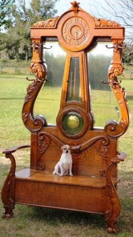 Quartered Oak Waterbury Hall Clock